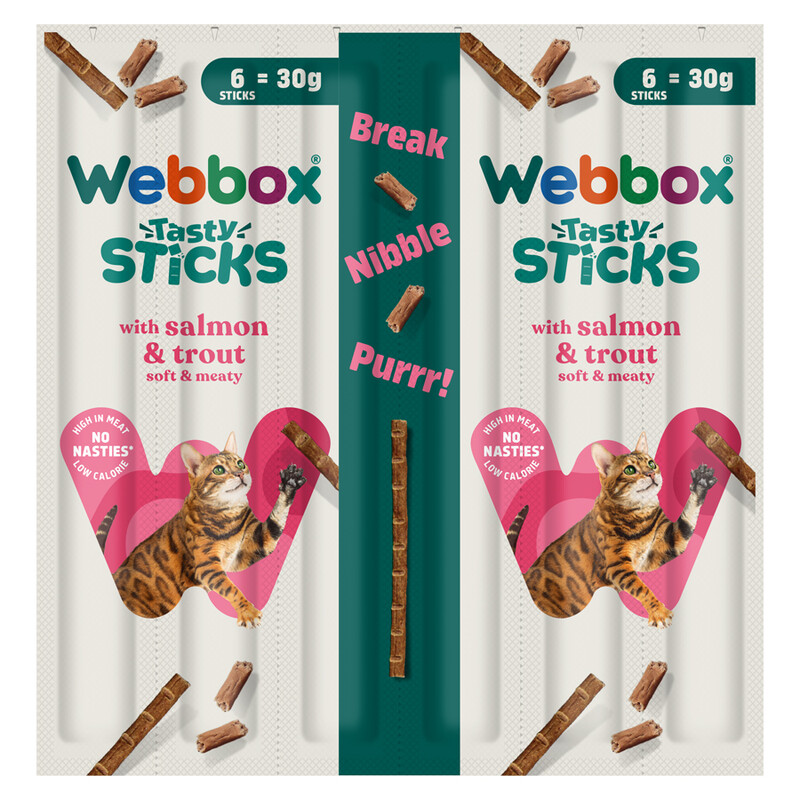 Tasty Sticks with Salmon & Trout 6 Semi-Moist Tasty Treats 30g