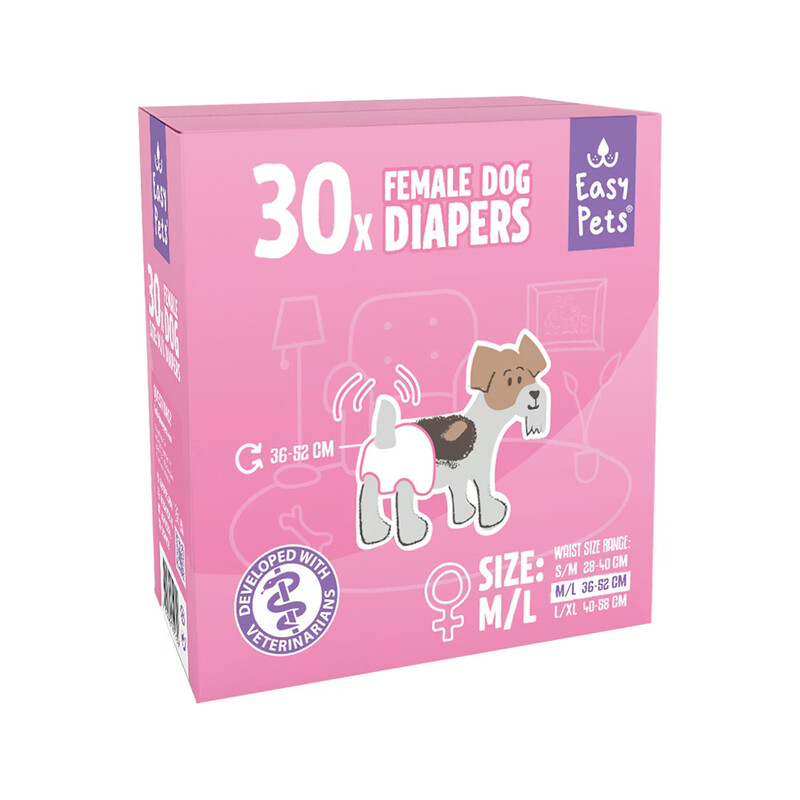 EasyPets Hundewindeln für Hündinnen, Größe M/L, 30 Stück