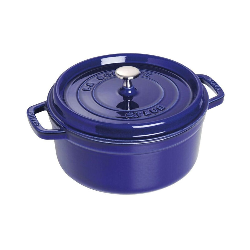 STAUB Cocotte, Gusseisen-Schmortopf, geeignet für alle Herdarten inklusive Induktion, rund, 22 cm, 2,6 L, dunkelblau
