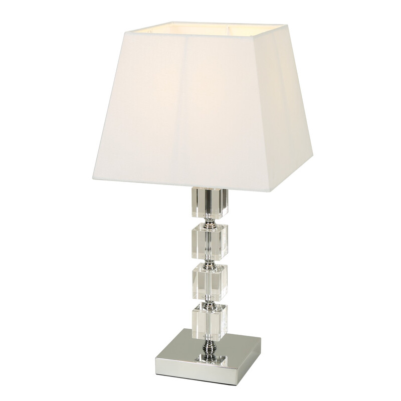 Lameke Chrom-Tischlampe mit Stoffschirm