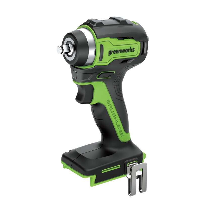 greenworks 24 V accu-slagschroevendraaier met borstelloze motor, 0-2400 tpm, 200 Nm koppel, 1/2" (1,27 cm) aansluiting, zonder 24V-accu en oplader