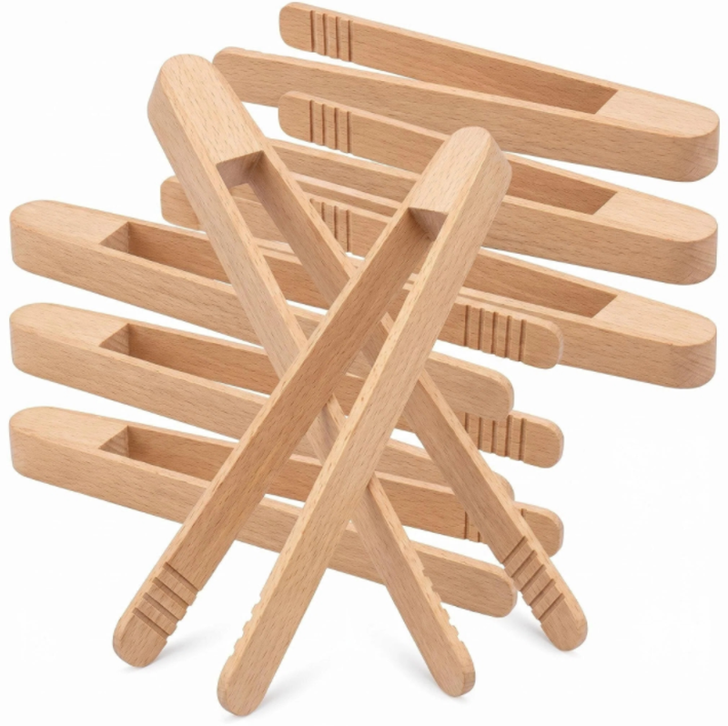 Lange Holz-Sandwichzange, 30,7 cm, hitzebeständige Küchenzange