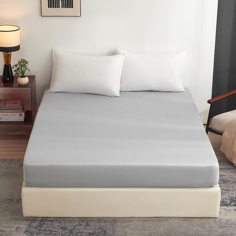 Meeallhome Baumwoll-Satin Spannbettlaken 150*200+30 cm Grau
