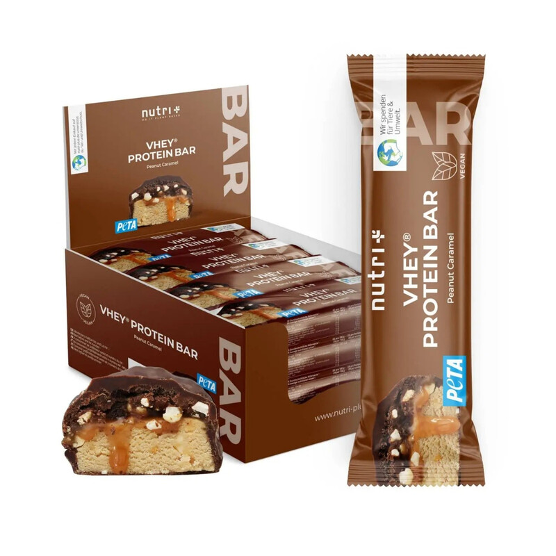 Nutri+ VHEY Proteinriegel Erdnuss Karamell 12×50 g Box