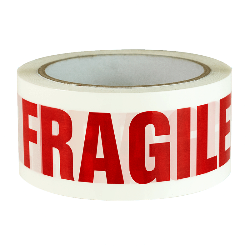 Fragile Printed Low Noise Parcel Packing Tape 48mm x 66m Red/White