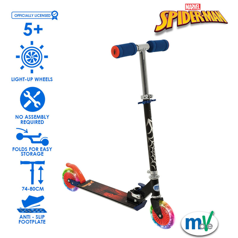 Spiderman Folding Inline Scooter with Light Up Wheels