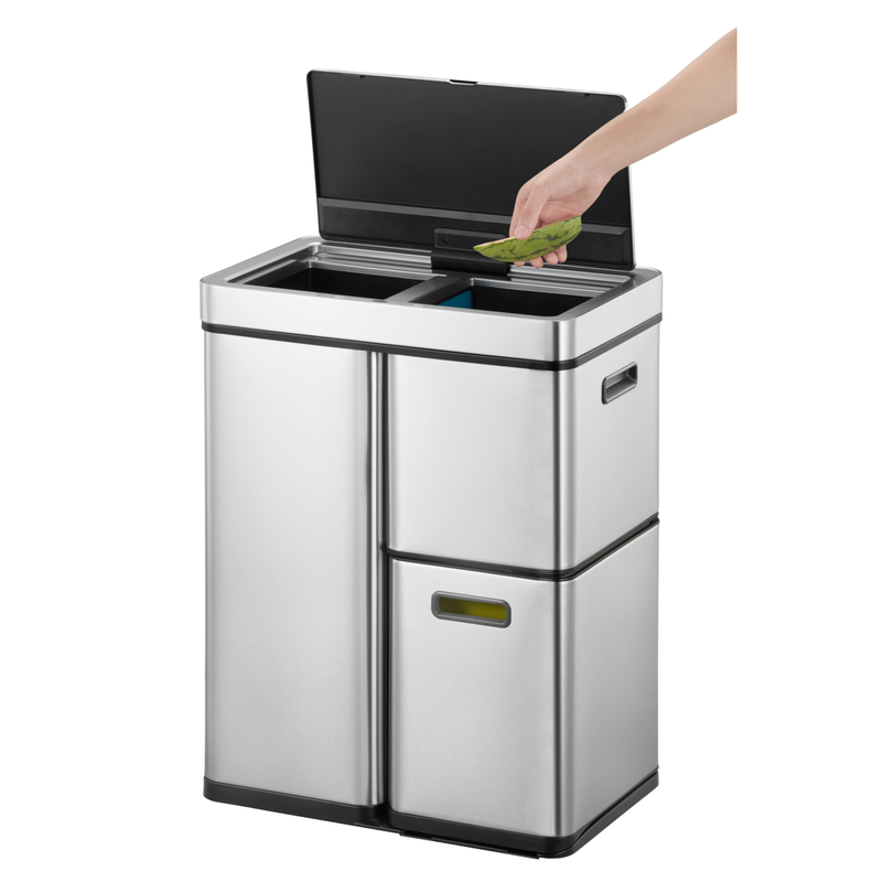 B&Q - Mirage Plus Sensor Bin Stainless Steel 30+15+15L - Image 2