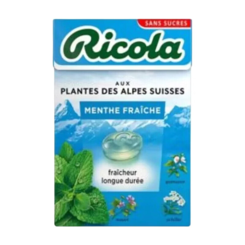 Bonbons Menthe Fraîche Ricola MO7610700023082 – Boîte de 50g, Sans Sucres