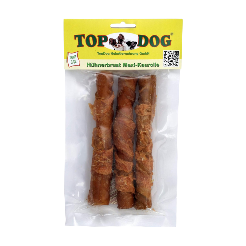 Top Dog Maxi Kaurolle Hühnerbrust, 3 Stück, Getreide- und zuckerfrei