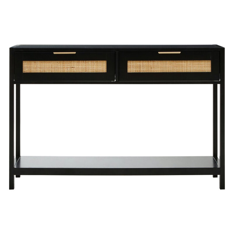 Console Table 2 Drawers Sherman Black/Rattan