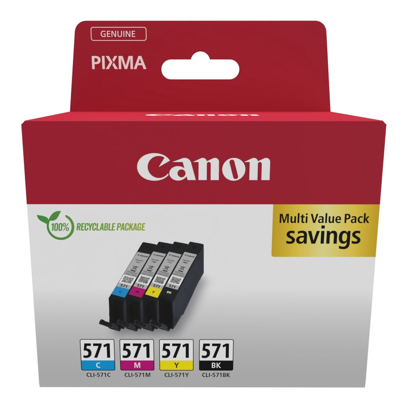 Canon 0386C008 inktcartridge 4 stuks, origineel, zwart, cyaan, magenta, geel