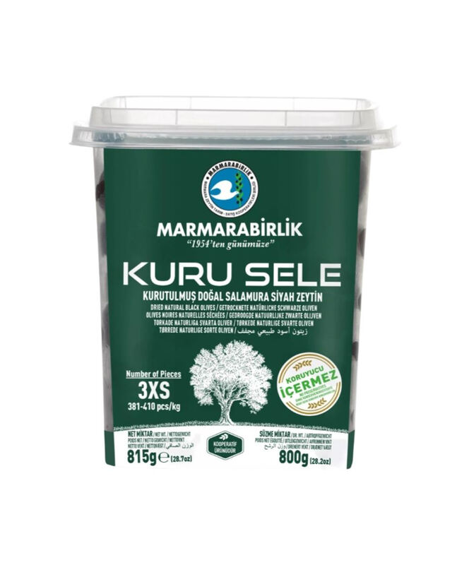 Marmarabirlik Zwarte olijf (Kuru Sele Zeytin) (3xs) 800 g
