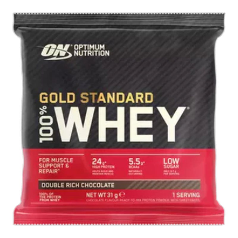 Optimum Nutrition Gold Standard 100 % whey dubbel rijke chocolade 30 g (1 stuk)