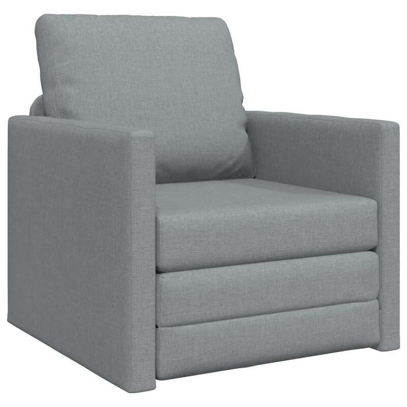 vidaXL 112×60×55 cm Umwandelbares Schlafsofa, Mit Schaumstoff gepolsterte Sitzfläche, Abnehmbare Kissenbezüge, Metall- und Holzrahmen, Hellgraue Stoffoberfläche