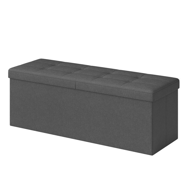 JOYFURNOS Opklapbare opbergbank met deksel – Leisteen Grijs, 38 x 110 x 38 cm, opbergbox, belastbaar tot 300 kg – ideaal voor hal, woonkamer of slaapkamer
