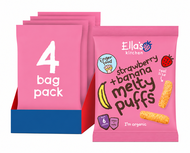 Ella's Kitchen BIO Maïspuffs Aardbei Banaan 20 g x 4