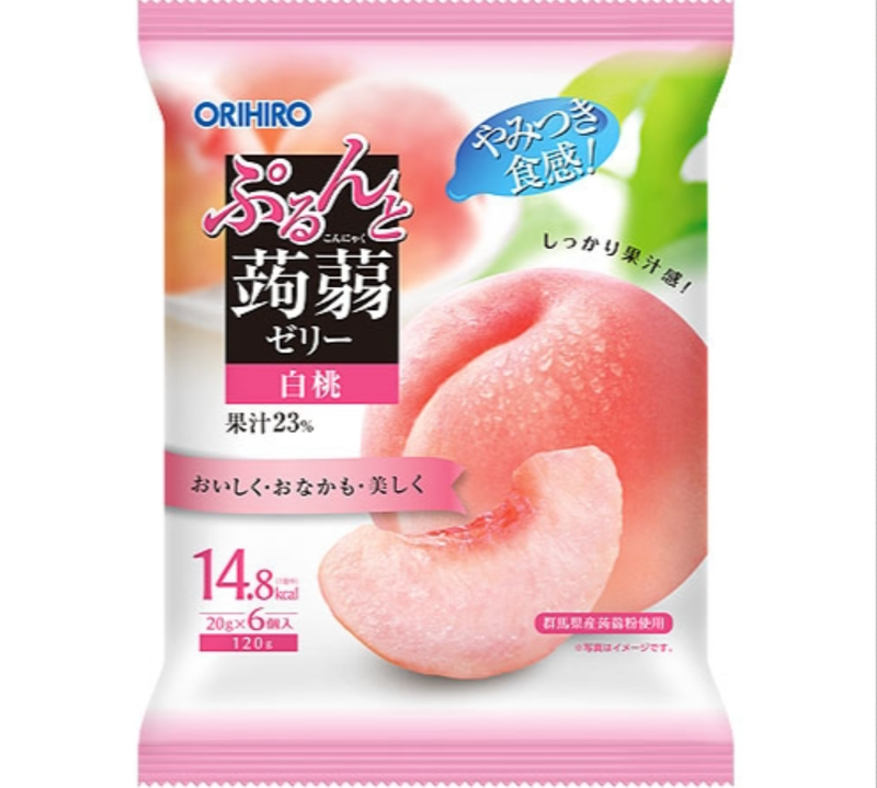 Orihiro prunto konjac gelei perzik 6 stuks 120 g