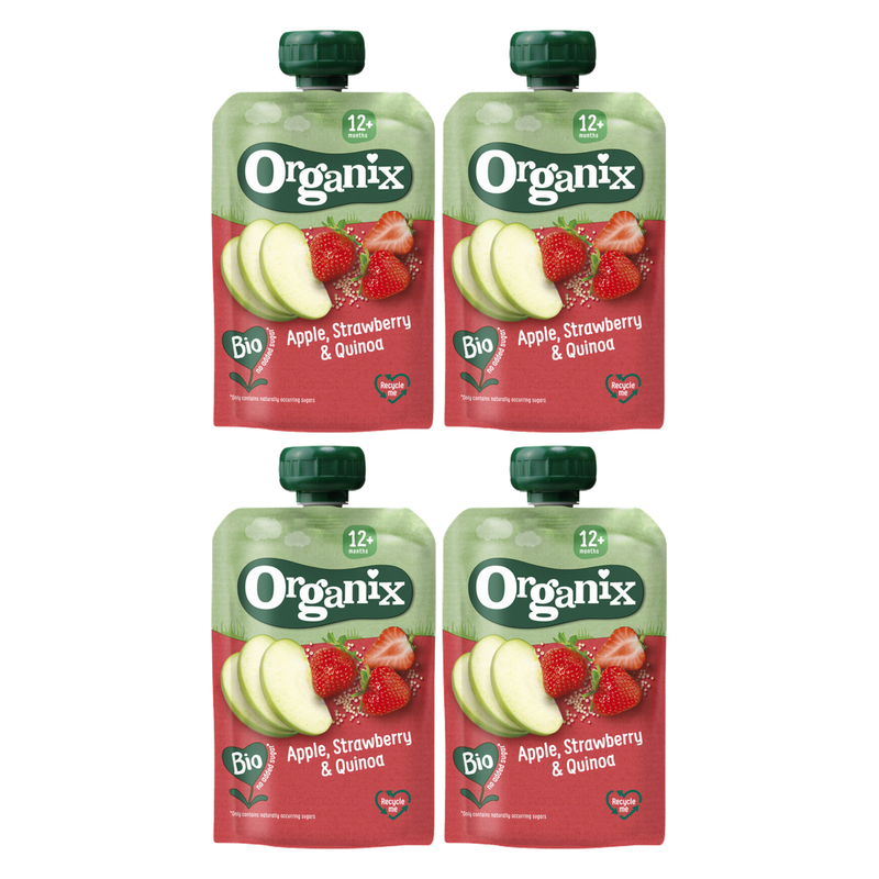 Organix Gourdes Pomme et fraise quinoa 12+ mois 100 g*4