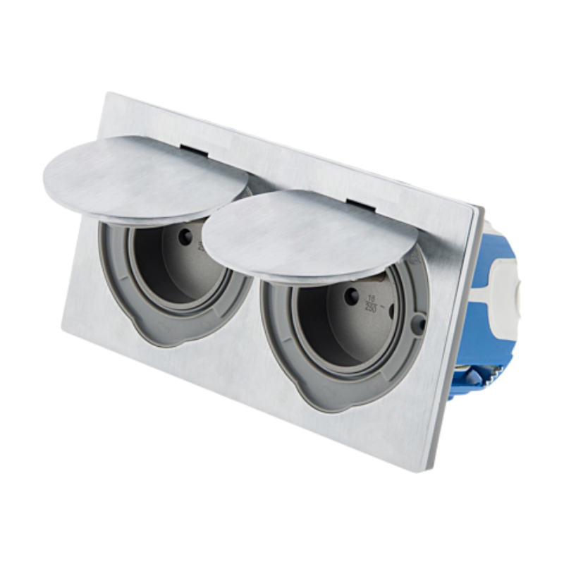 Zenitech Prise de sol double 2P+T Alu brossé