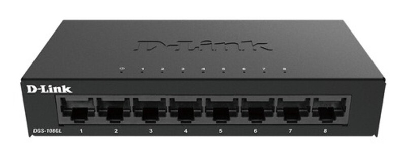 D-Link DGS-108GL 8-Port Desktop Gigabit Network Switch, Unmanaged Plug-and-Play Design, Silent Metal Housing