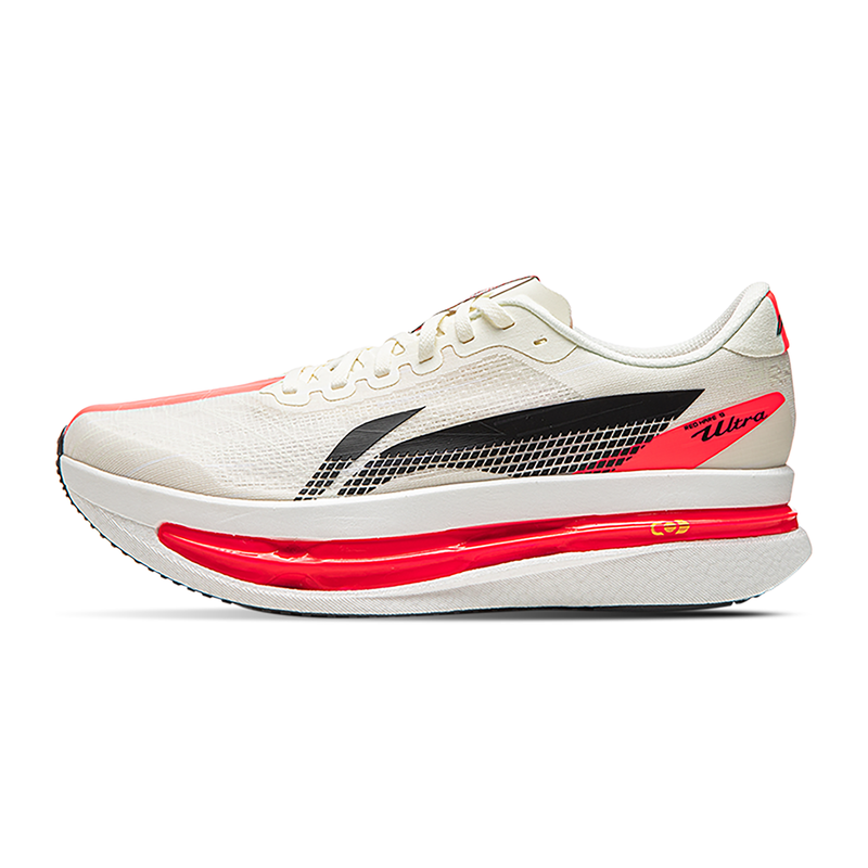 Li-Ning Men's Red/Light/White Eu45 Hare 9 Ultra Racing Running Shoes Boom Fiber Breathable Sneakers Arpw007 Road Racing Running Shoes Marathon Sports Outdoor - Standard