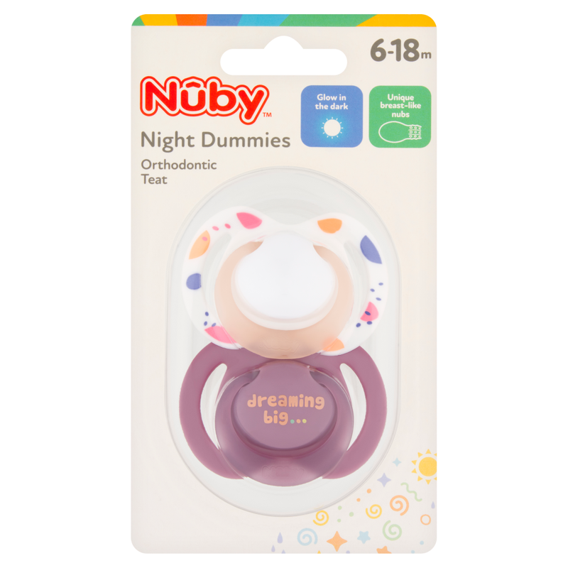 Nûby Night Dummies Orthodontic Soothers 6-18 Months 2 Pack