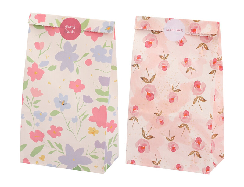 Party Bags Floral Pink/White 6pcs