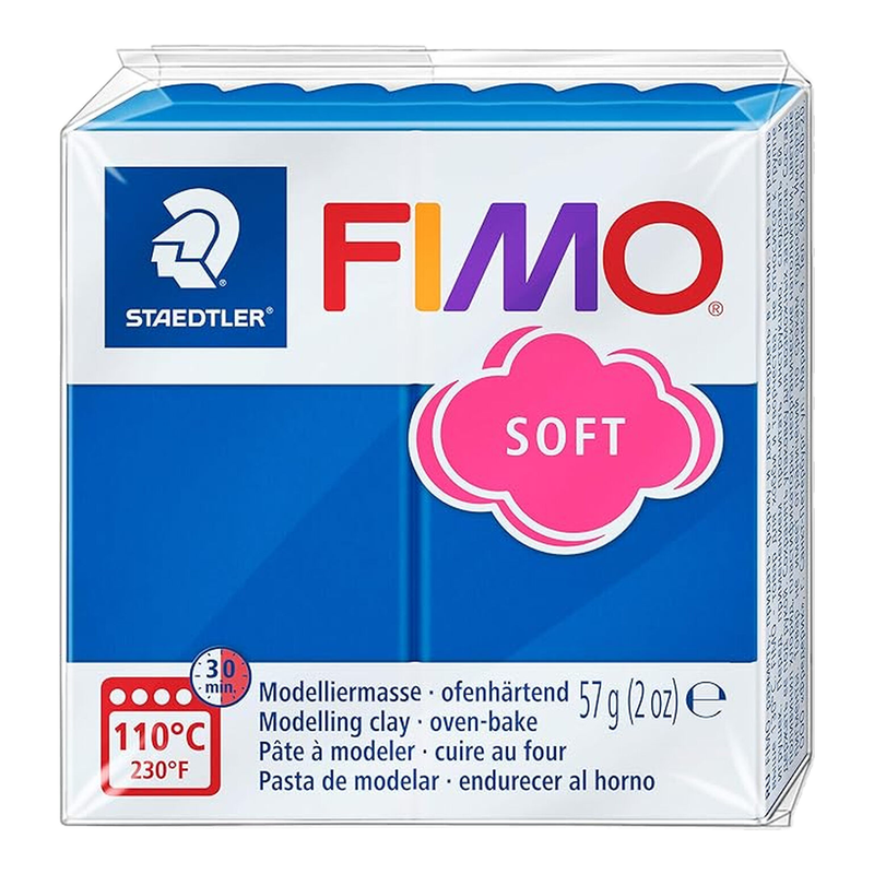 STAEDTLER FIMO Soft Brillantblau ofenhärtende Modelliermasse, Block à 57 g, portioniert, Brillantblau