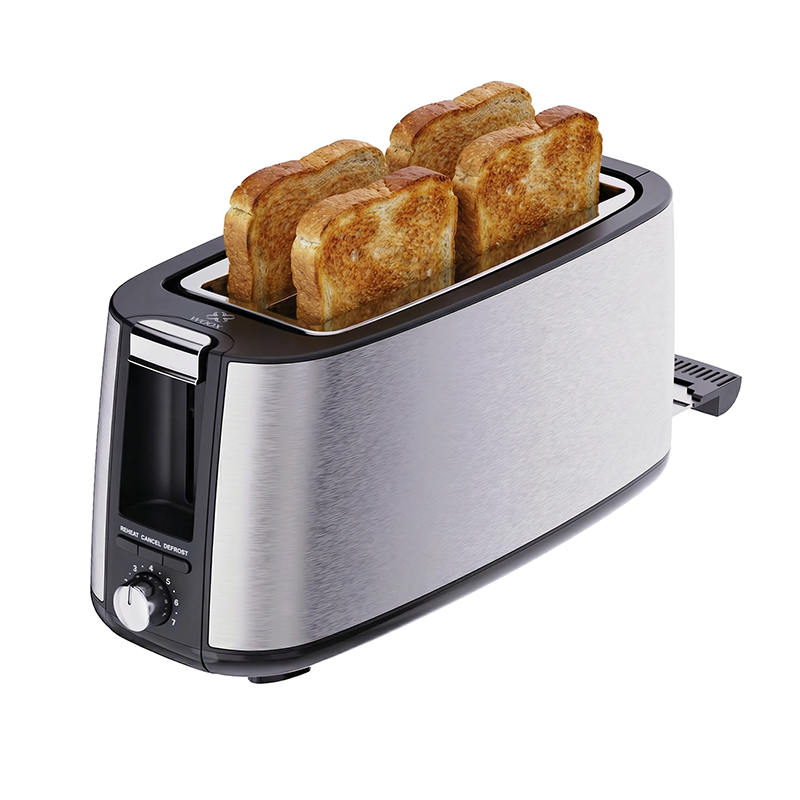 Woox 4-Snee Toaster, Roestvrijstaal met uitneembare kruimellade en antislipbasis voor eenvoudige reiniging