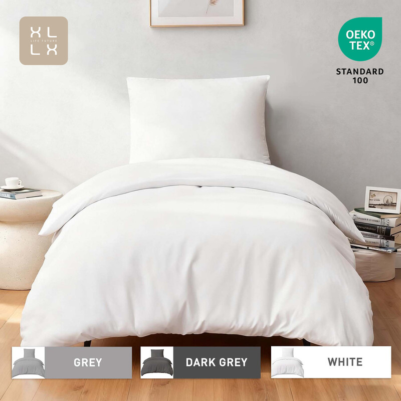 XLLX Wit Dekbedovertrekset, 140x200 cm/65x65 cm x 1 Zachte Dubbele Geborstelde Beddengoedset, Met Rits, 2 Stuks, Inclusief 1 Dekbedovertrek & 1 Kussensloop, Geen Dekbed