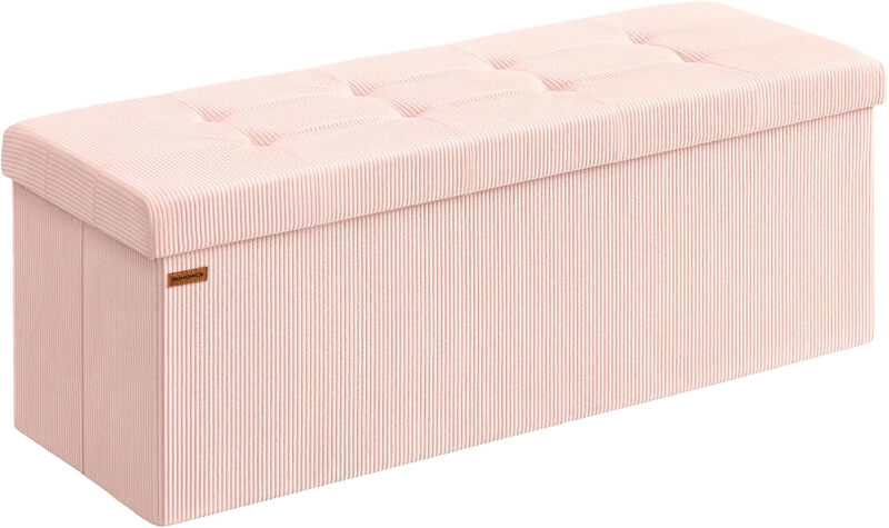 Songmics Home Songmics Sitzbank Mit Stauraum, Klappbarer Fußhocker, 38 X 110 X 38 Cm, Bettbank, Staufach, 300 Kg Tragfähigkeit, Wohnzimmer, Schlafzimmer,