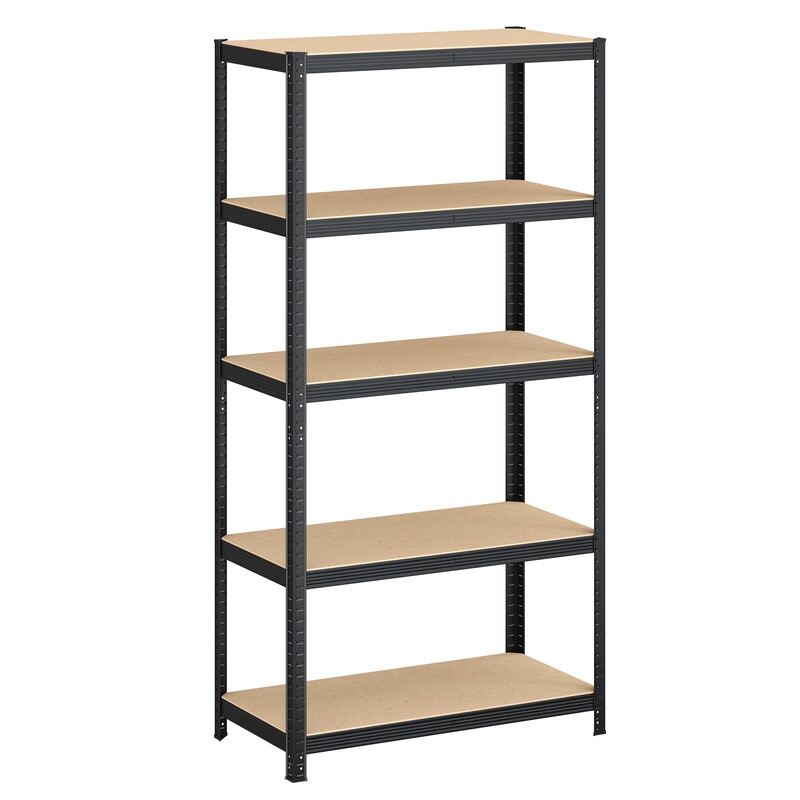 JOYFURNOS 5-laags stellingkast, stalen stellingkast voor opslag, gereedschapsvrije montage, voor garage, schuur, draagvermogen 600 kg, 50 x 100 x 200 cm, zwart