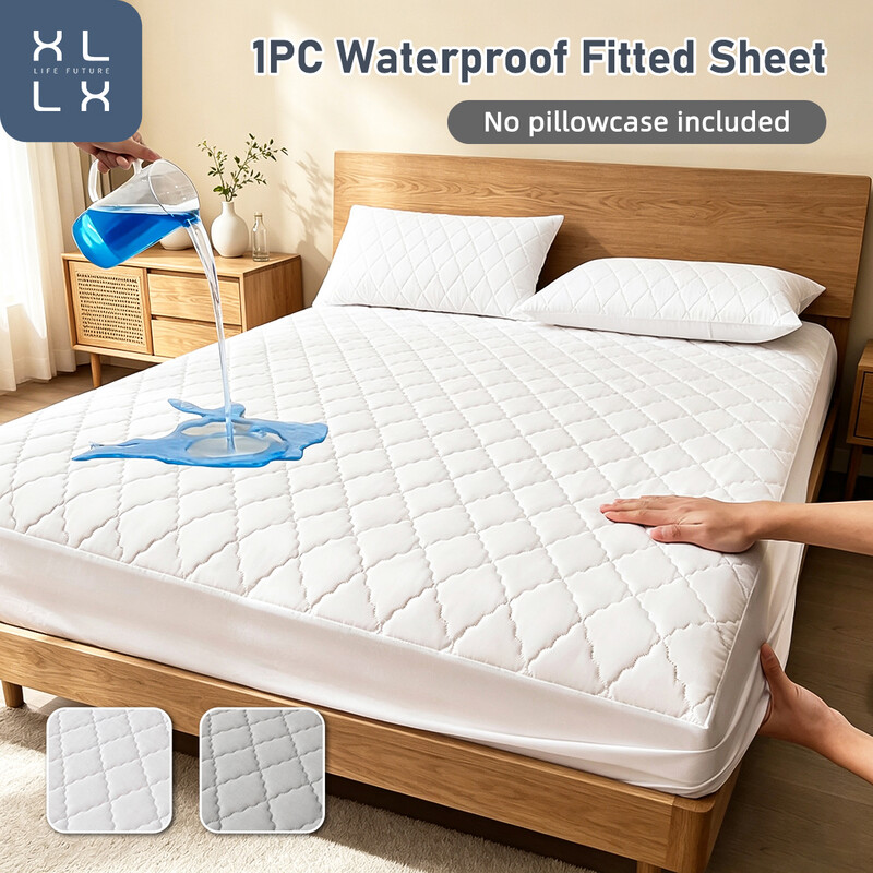 XLLX Waterdichte matrasbeschermer, Thuis gewatteerde dubbele matrasbeschermer 30 cm extra diep, Microvezel matrashoes voor tweepersoonsbed, Machinewasbare bedhoes (200 x 200 cm), Wit