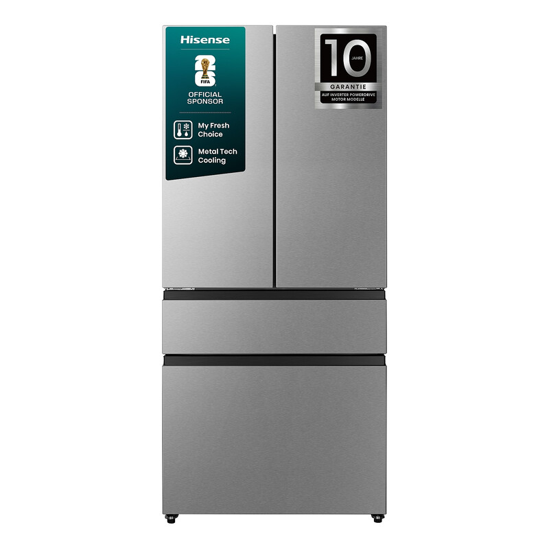 Hisense RF540N4SBI2 French Door Kühlschrank Gefrierschrank NoFrost Plus Inverter Kompressor ConvertActive CrispZone 1817 cm 302 L Kühlschrank 178 L Gefrierschrank 40dB 310kWh pro Jahr Edelstahloptik Energieklasse E