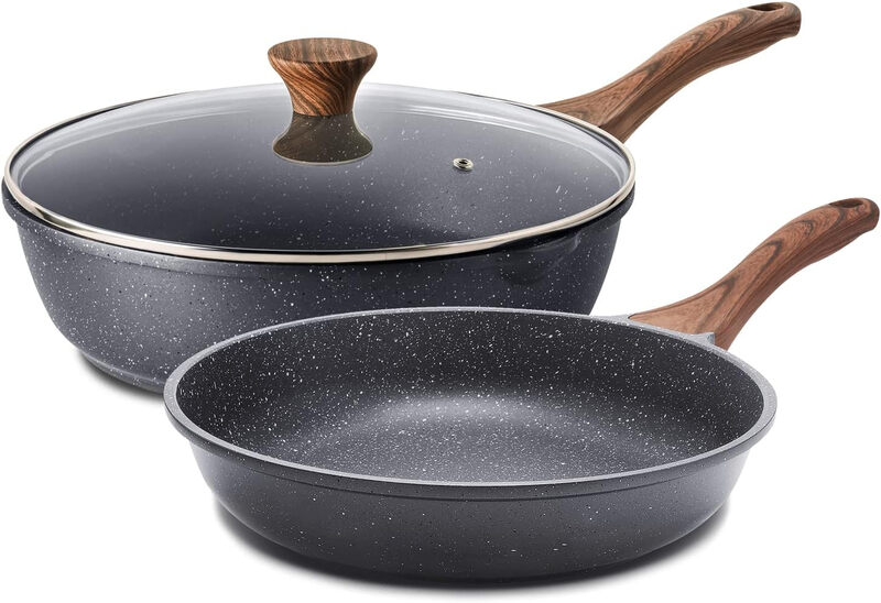 Nonstick Frying Pan Skillets, Swiss Granite Coating Omelette Pans, Healthy Cookware,