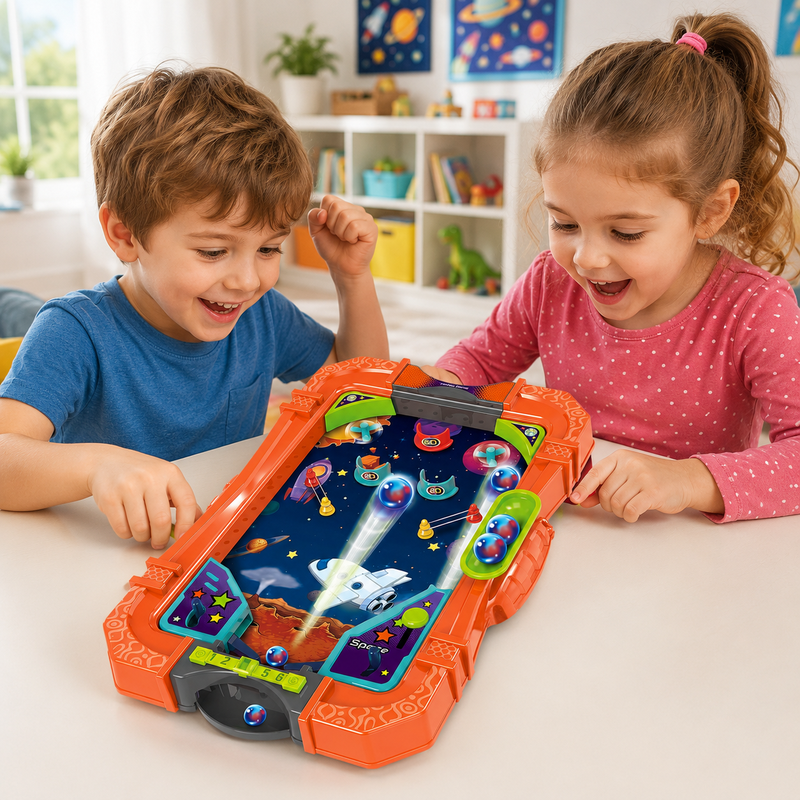 Space-Flipper-Tischspiel: Flipper-Action im coolen Weltraum-Design - ein fesselndes Geschicklichkeitsspiel für zwei Spieler