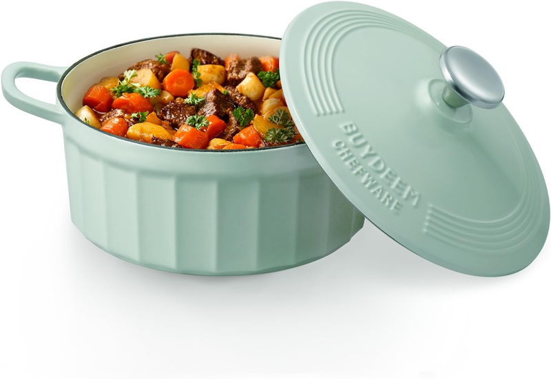 Buydeem Enameled Cast Iron Casserole,Mint, Dia 22Cm