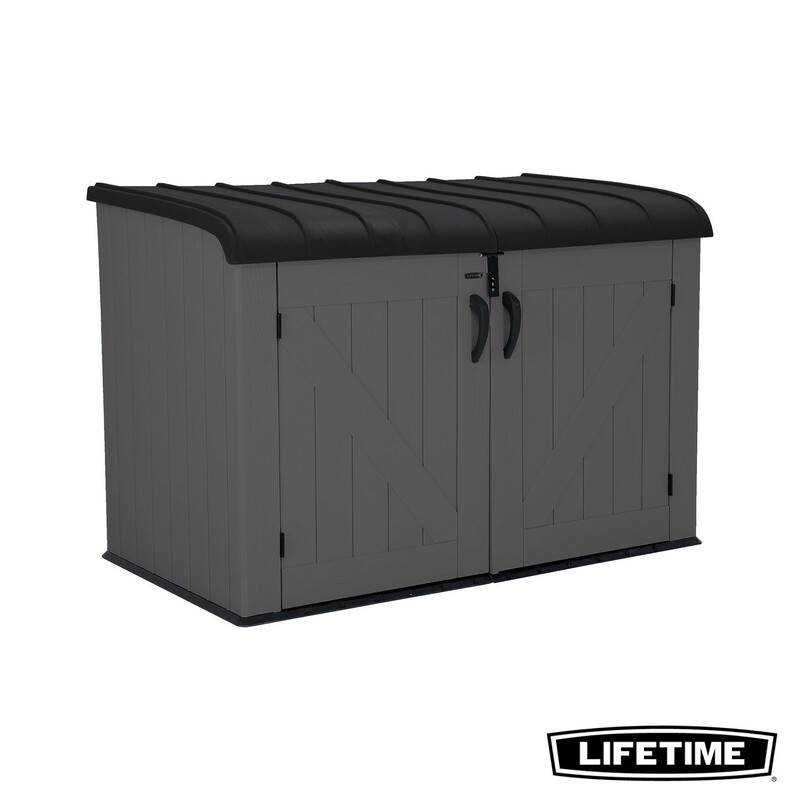 Lifetime Horizontale Opbergschuur - Zwarte Deksel, Grijs, 91 x 183 cm