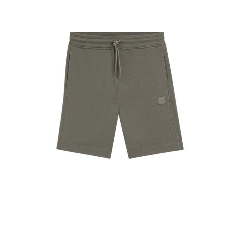 Boss Cotton-Terry Shorts with Logo Patch - Grey