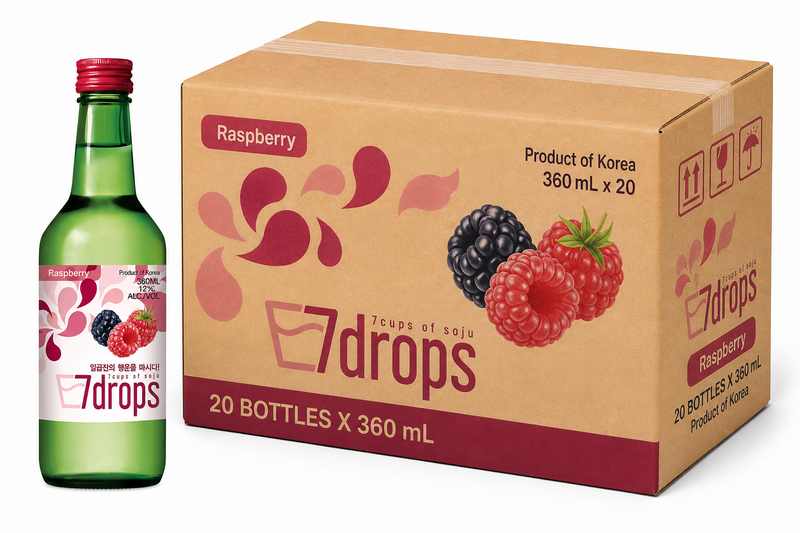 7CUPSOFSOJU 7DROPS Soju Framboos Alc. 12% 360 ml x 20