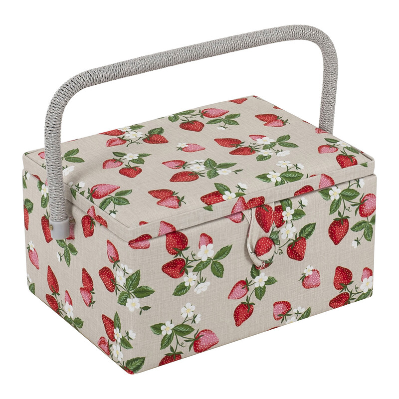 Medium Sewing Storage Box - Strawberries - 18.5 x 25.5 x 14.5cm