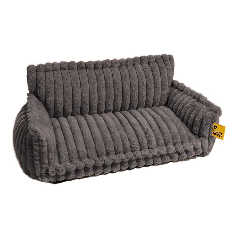 FUNNYFUZZY Large Washing Machine Friendly Fluffy Orthopedic Soft Dog Sofa Bed - Dark Grey Size M