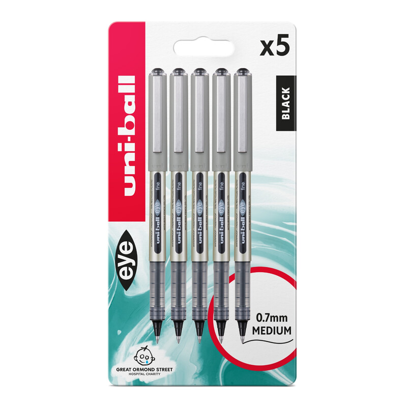 Uni-Ball Eye Ub-157 Rollerball Pen 0.5 Mm Black Pack Of 5 - Image 7