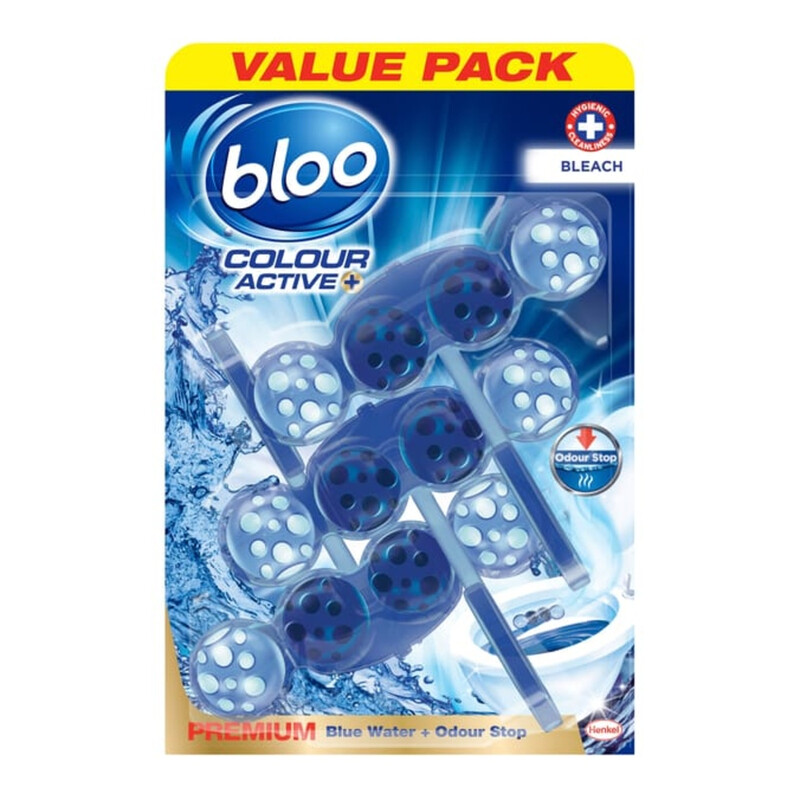 Bloo Colour Active+ Bleach Toilet Rim Blocks 3 x 50g