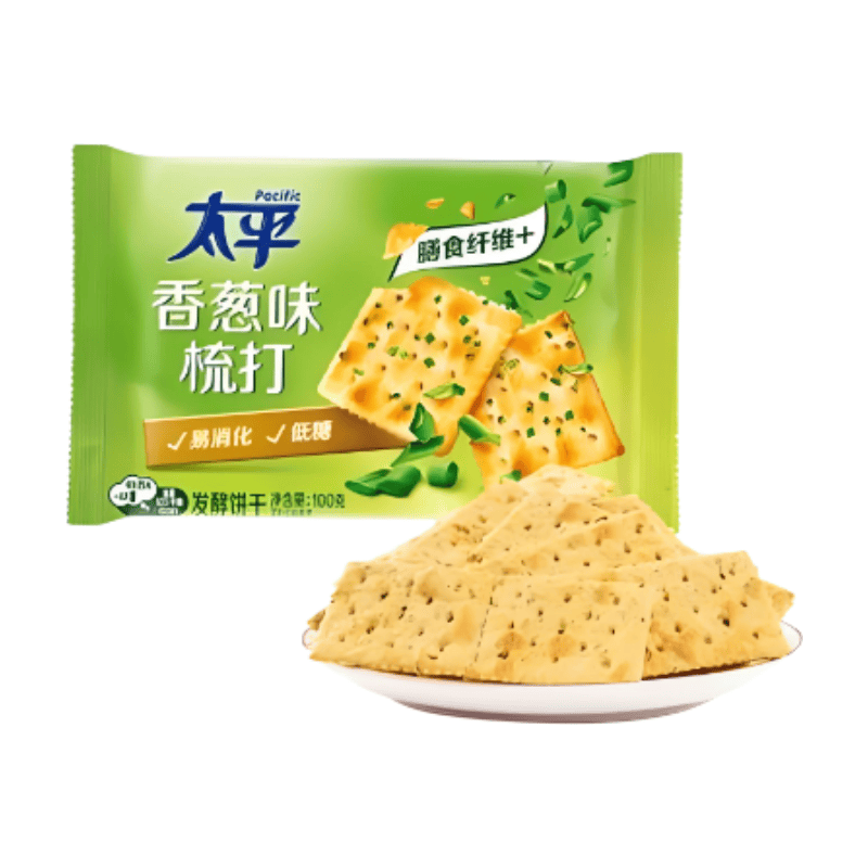 【Bestseller】 Pacific Soda-Biscuits Frühlingszwiebel-Geschmack 100 g (Enthält 4 kleine Packungen)