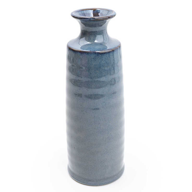 Candlelight Blue Vase Bottle Glazed H:22.5cm