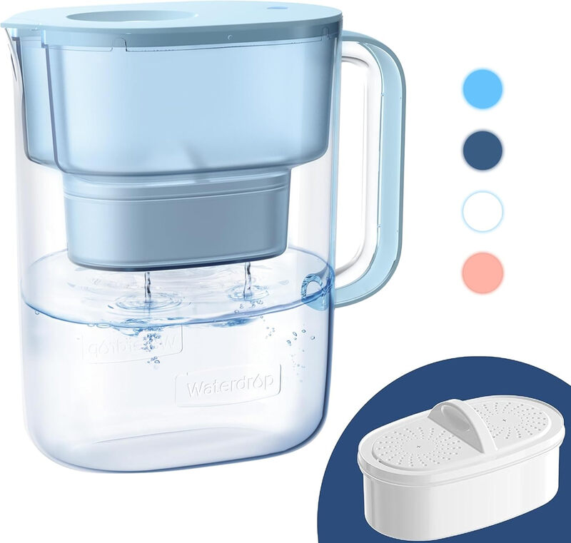 Waterdrop Blue Lucid Water Filter Jug With 1×90 Day Filter, 3.5L, Reduces Fluoride, Chlorine And More, Nsf Certified, Bpa Free, (Replacement Filter: Wd-Pf-01A Plus)