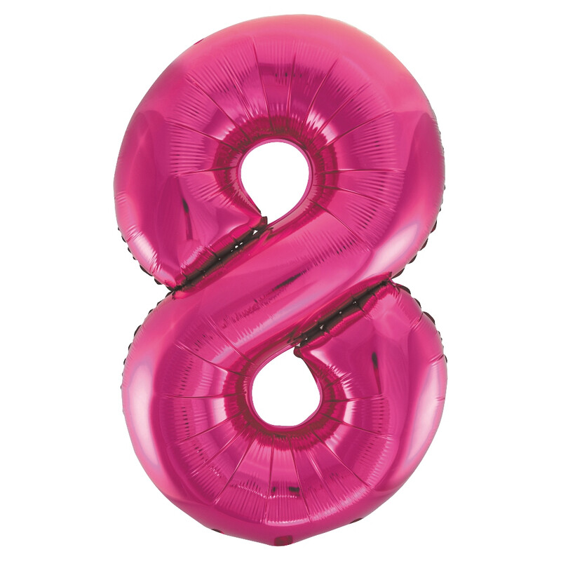 Unique Giant Number 8 Balloon, Pink, 86cm