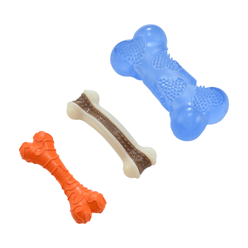 Blinkit Pet Teething Toy Set, Dog Rubber Toys With Cheese Bone Design, For Teeth Cleaning, Suitable For All Dog Breeds