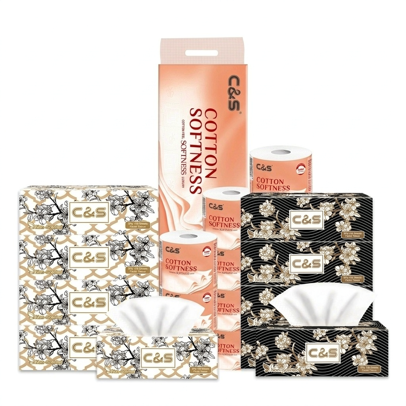 C&S tissue selectie - C&S tissuebox 424 vellen (4 dozen)*1 + C&S zwarte tissuebox 424 vellen (4 dozen)*1 + C&S 4-laags toiletpapier 120 g x12*1